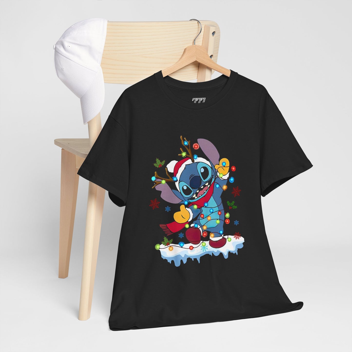 Festive Blue Alien Christmas Lights T-Shirt – Cute Holiday Unisex Tee