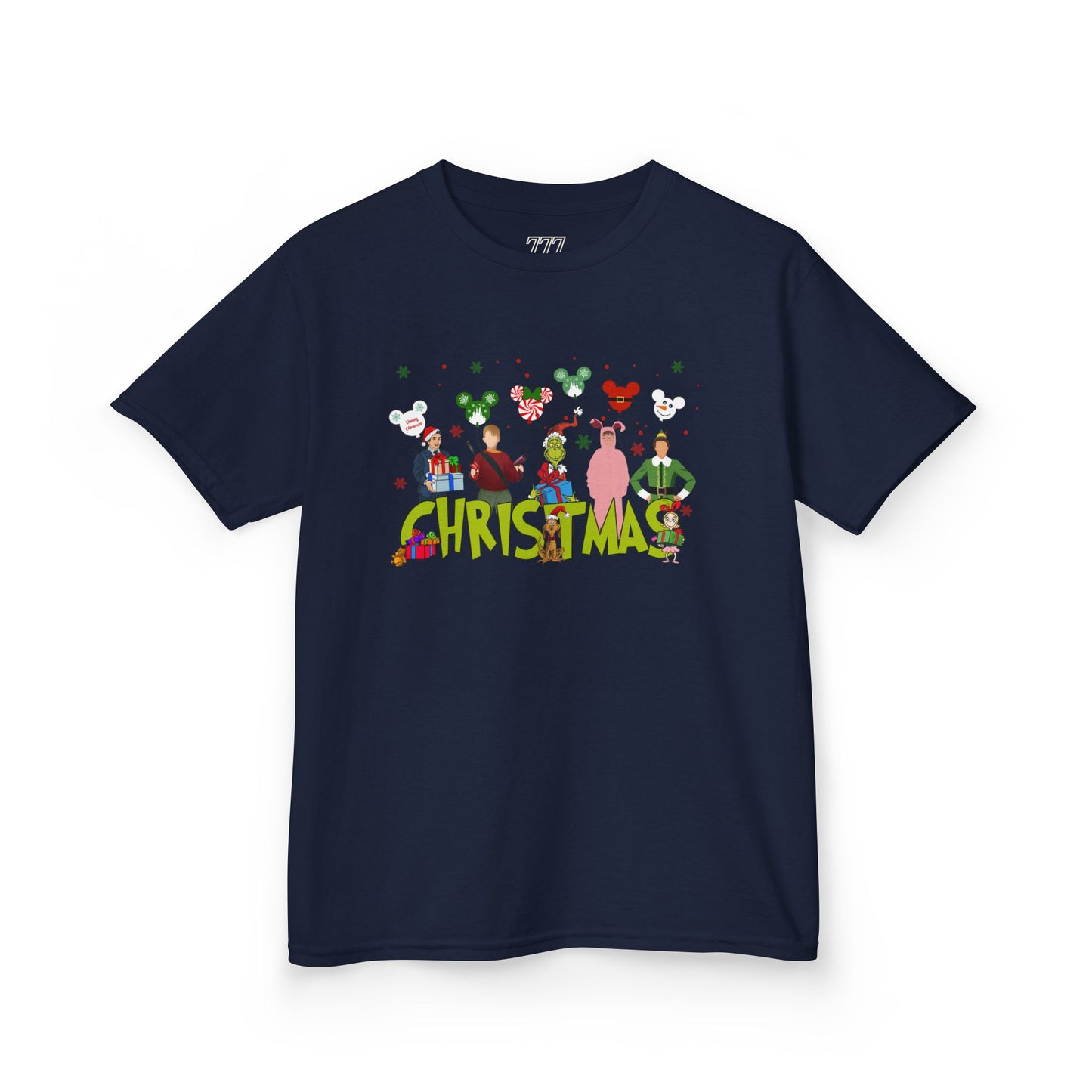 Christmas Character Squad Kids Christmas Tee – Cute Festive Holiday Characters Kids Heavy Cotton T-Shirt