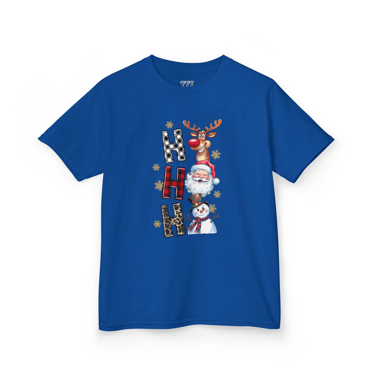 HO HO HO Kids Christmas T-Shirt – Santa, Reindeer & Snowman Holiday Tee