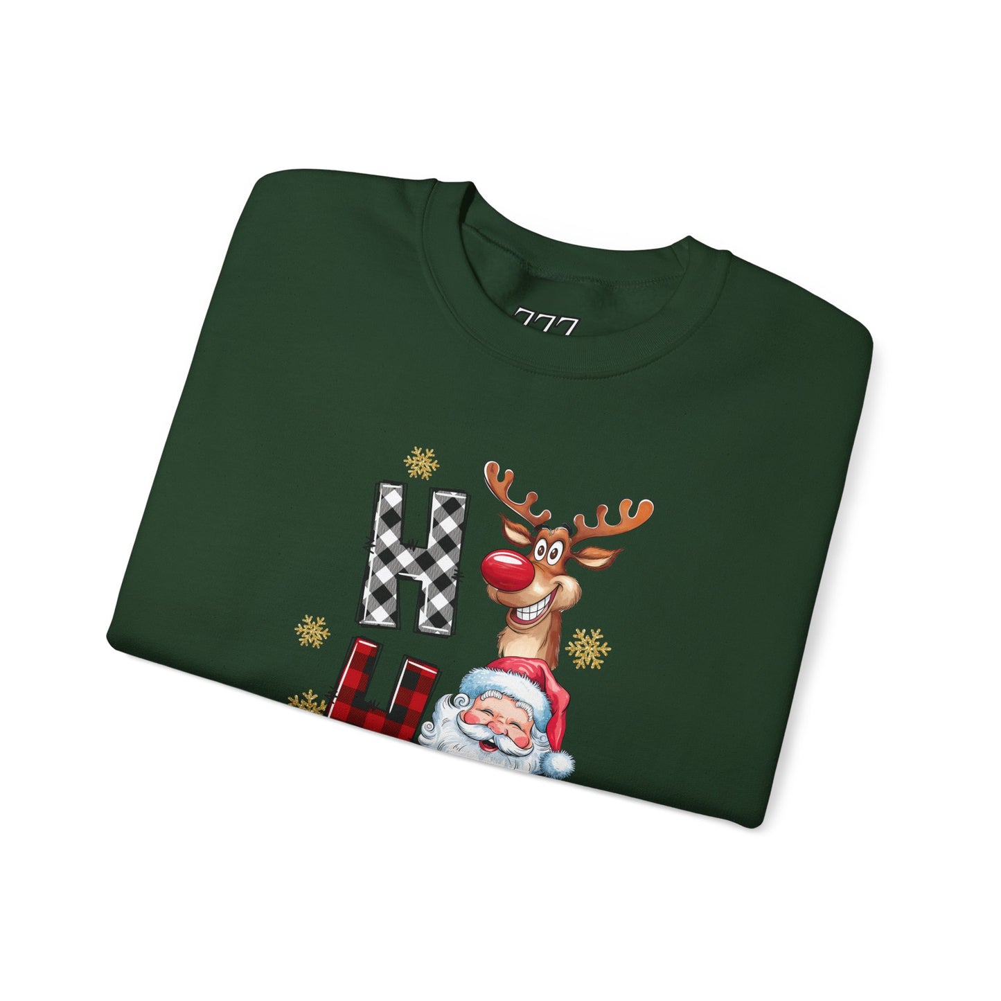 HO HO HO Christmas Unisex Heavy Blend Crewneck Sweatshirt – Santa, Reindeer & Snowman Holiday Sweater