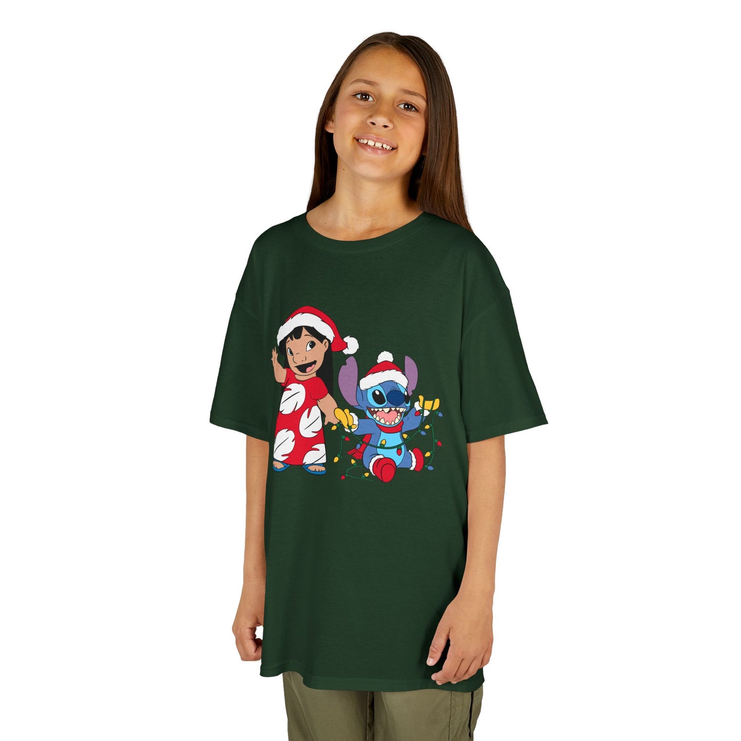Island Holiday Duo Kids Christmas T-Shirt – Festive Blue Alien & Girl Holiday Tee