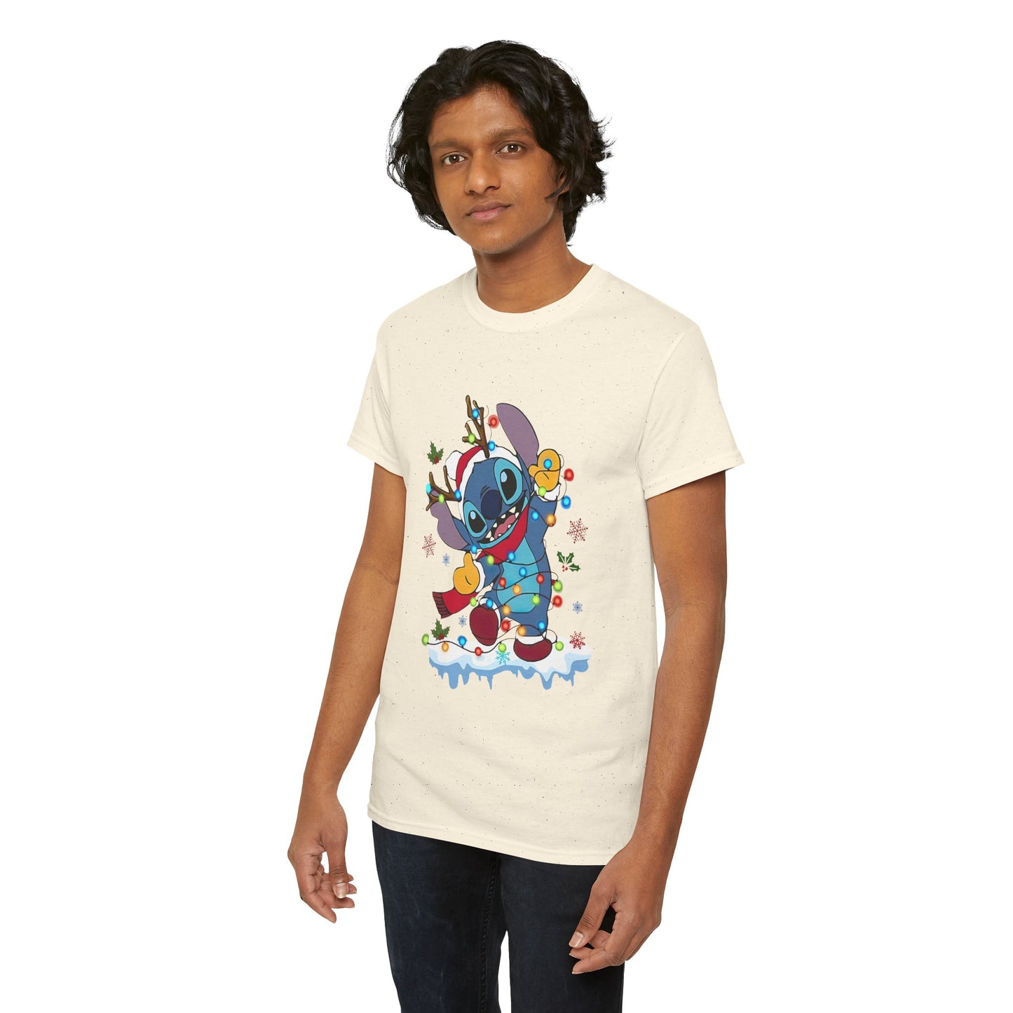 Festive Blue Alien Christmas Lights T-Shirt – Cute Holiday Unisex Tee