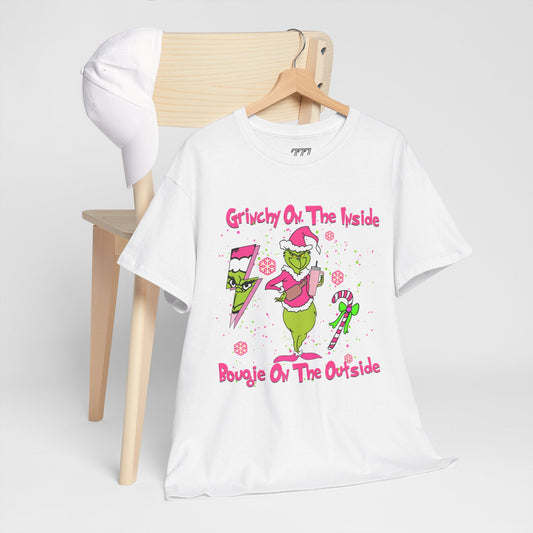 Grinchy On The Inside, Bougie On The Outside Unisex Heavy Cotton T-Shirt - Funny Holiday Tee