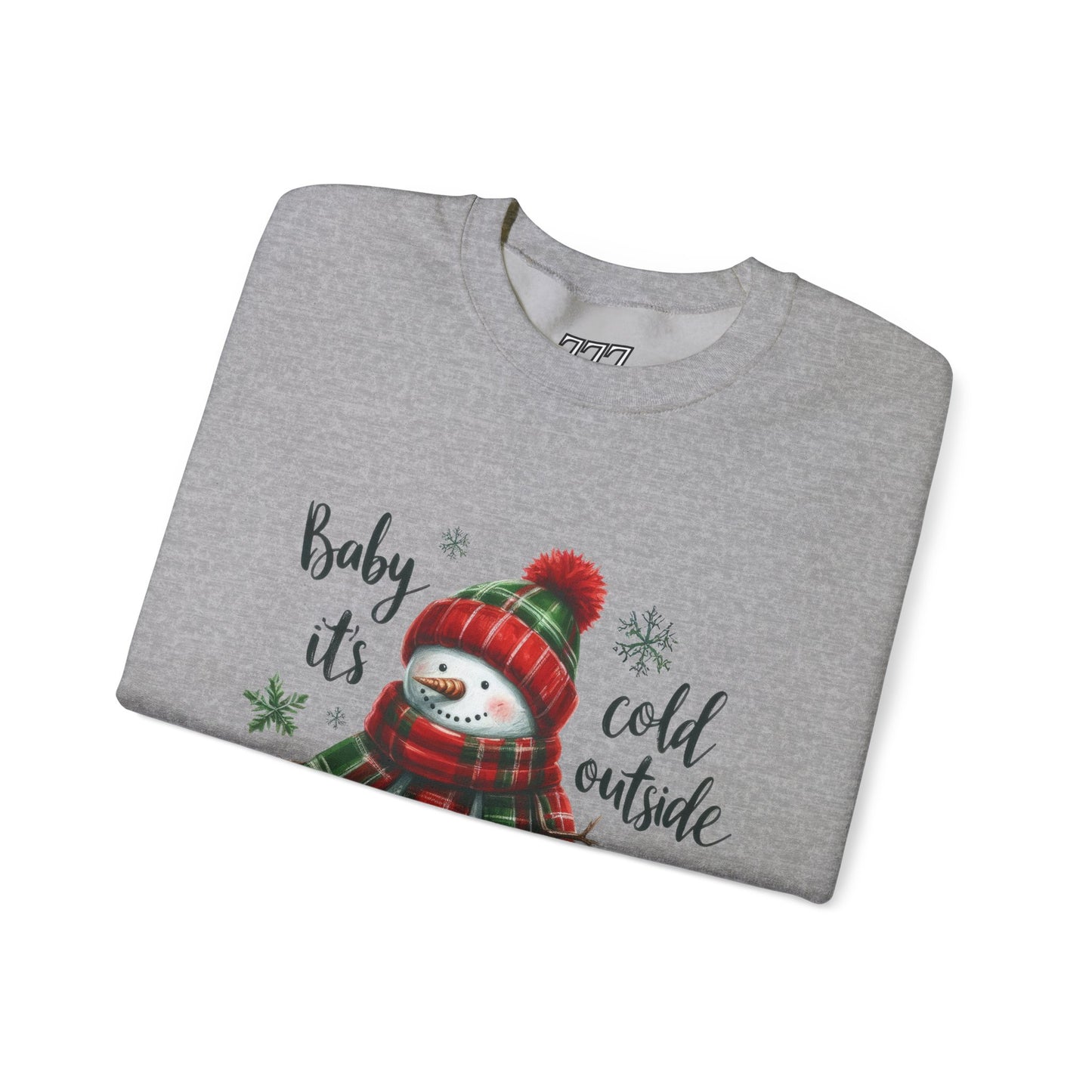 Baby It’s Cold Outside Christmas Unisex Heavy Blend Crewneck Sweatshirt – Cute Snowman Holiday Sweater