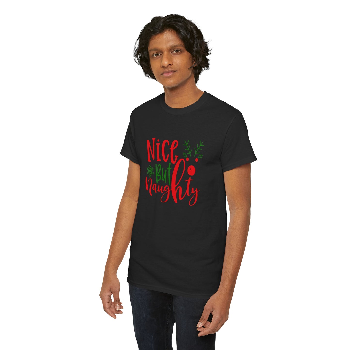 Nice But Naughty T-Shirt – Cute & Sassy Christmas Unisex Heavy Cotton Tee