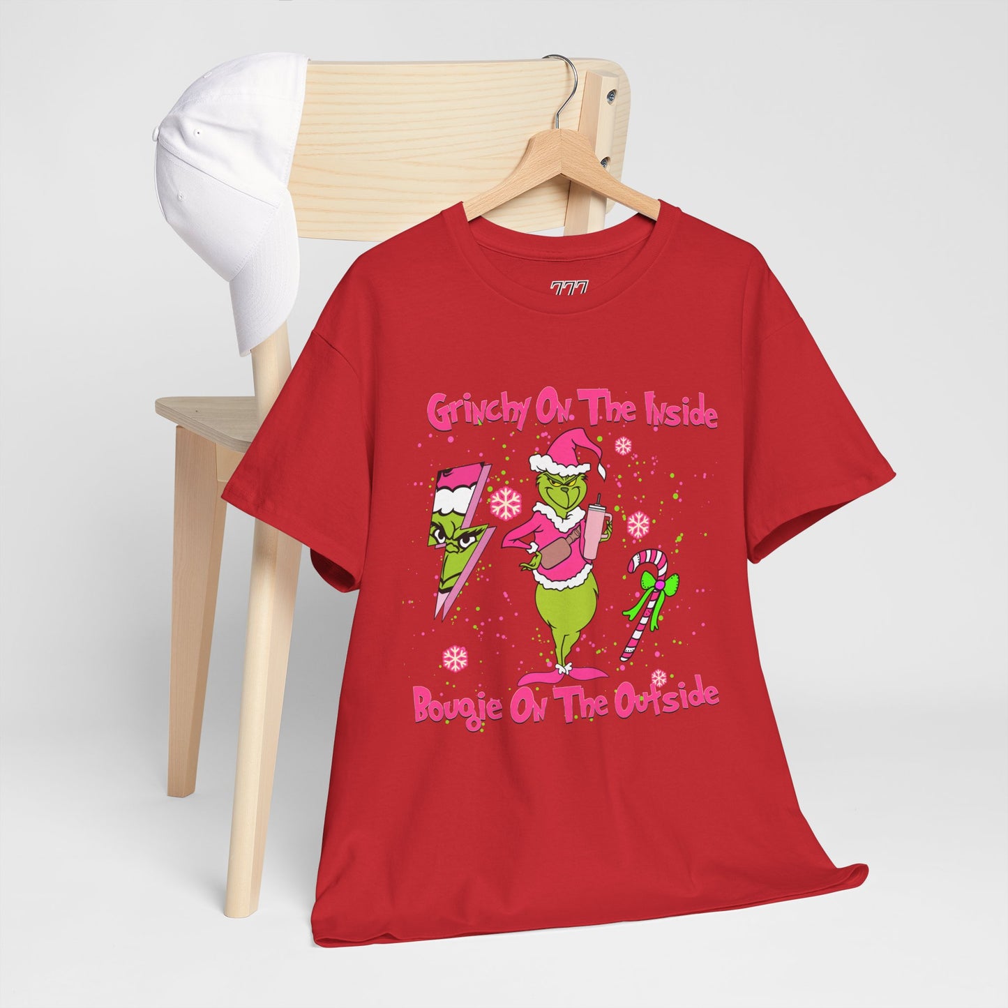 Grinchy On The Inside, Bougie On The Outside Unisex Heavy Cotton T-Shirt - Funny Holiday Tee