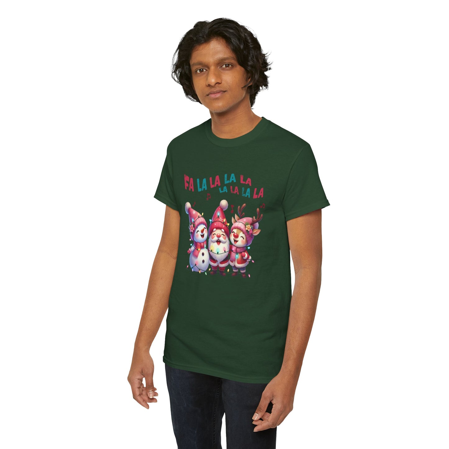 Festive Caroling Trio Unisex T-Shirt – Cute Santa, Snowman & Reindeer Holiday Shirttton T-Shirt
