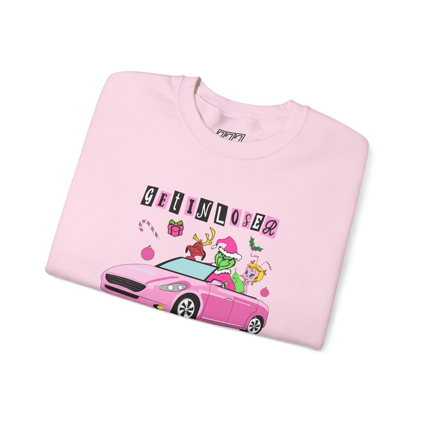 Get In Loser We’re Stealing Christmas Crewneck – Funny Green Holiday Creature Sweatshirt (Unisex)