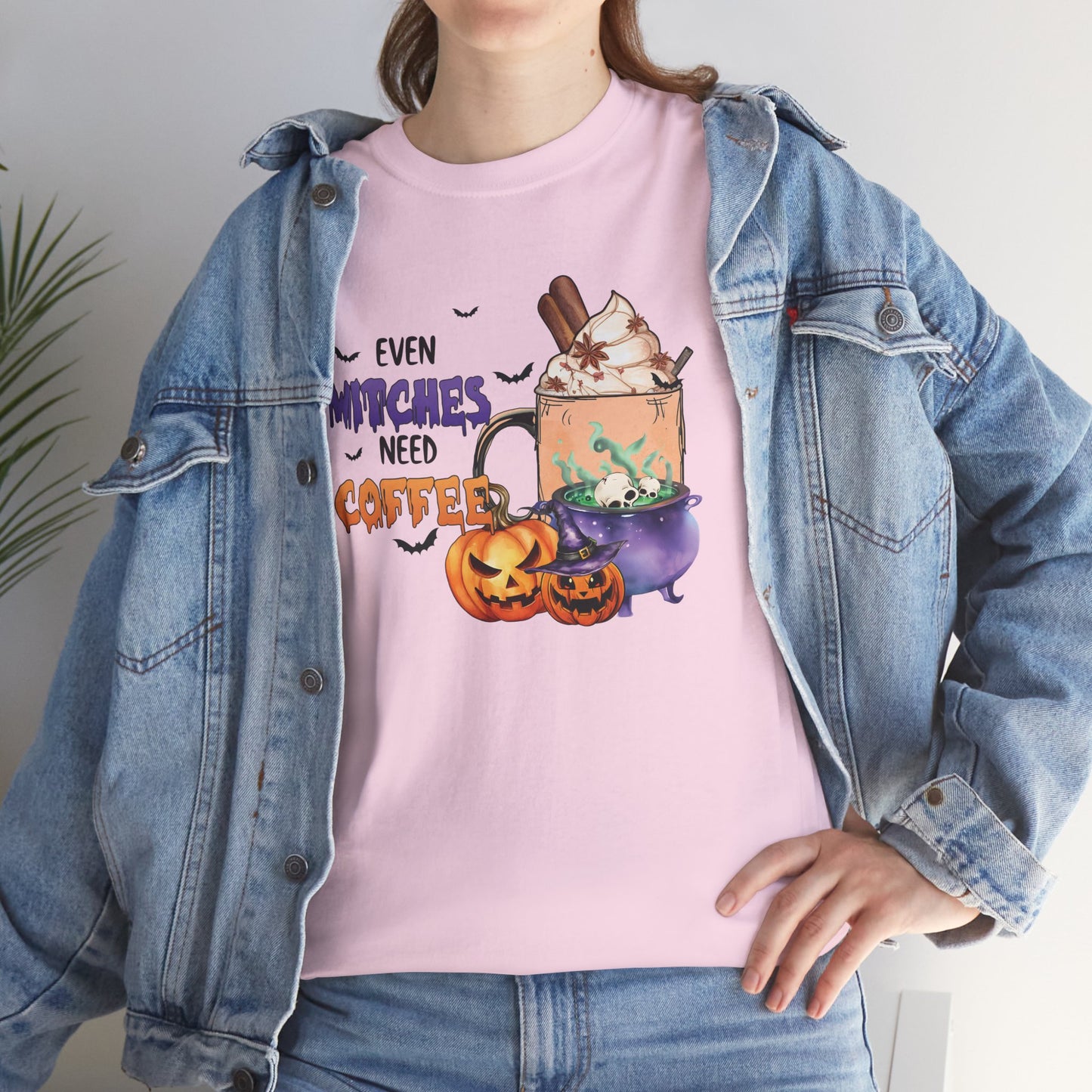 Even Witches Need Coffee Women's Heavy Cotton T-Shirt