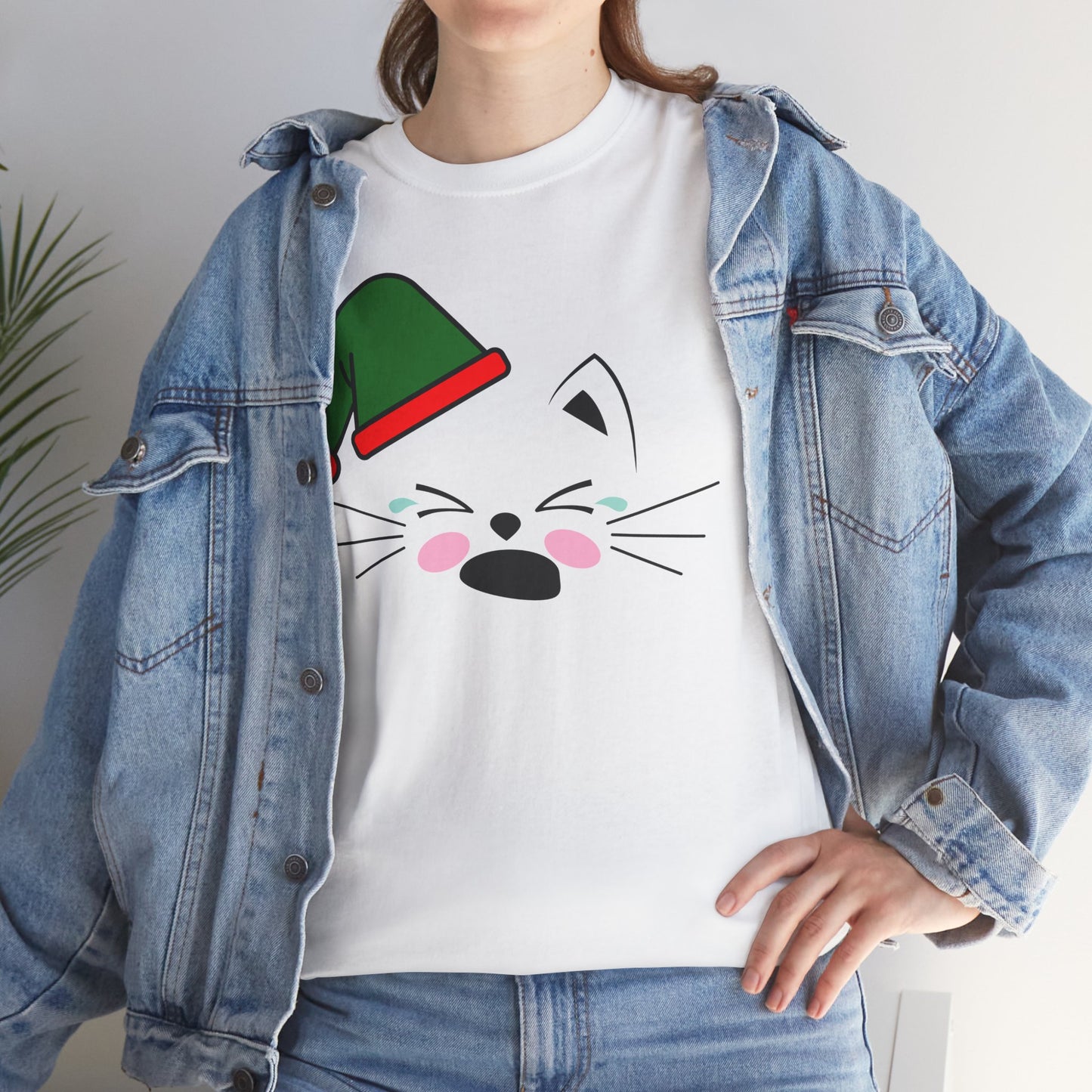Elf Cat Christmas T-Shirt – Cute Kawaii Cat Holiday Tee (Unisex)