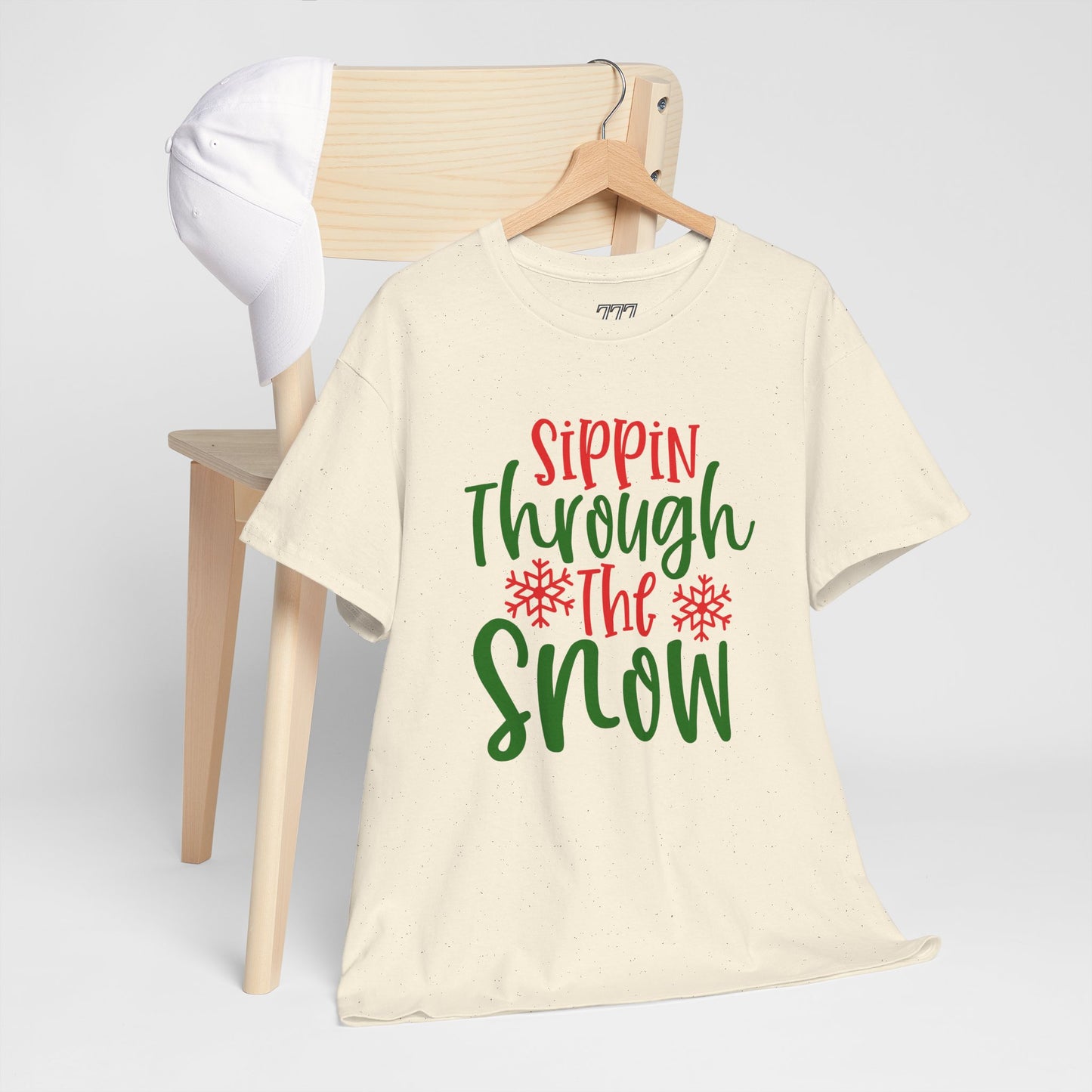 Sippin’ Through The Snow T-Shirt – Festive Holiday Beverage Unisex Heavy Cotton Tee