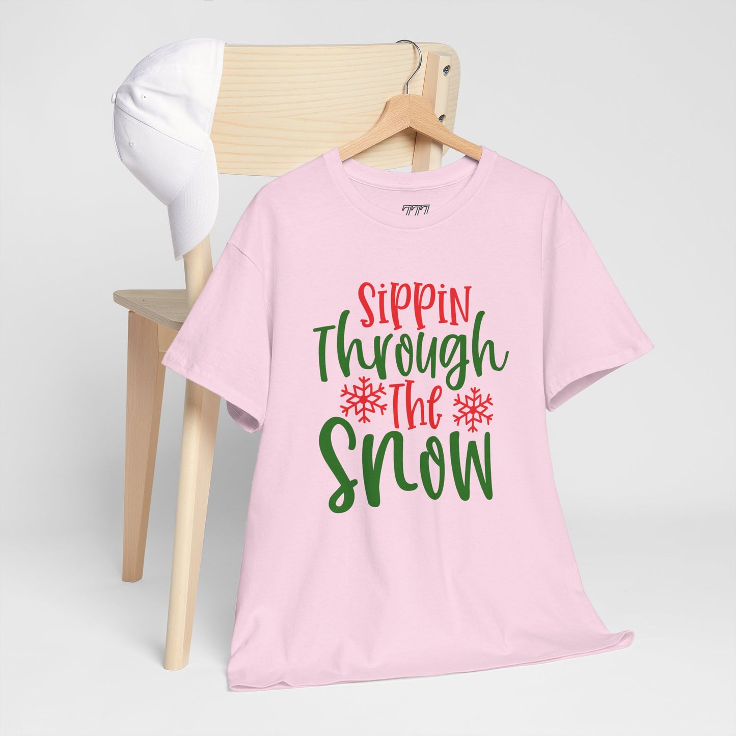 Sippin’ Through The Snow T-Shirt – Festive Holiday Beverage Unisex Heavy Cotton Tee