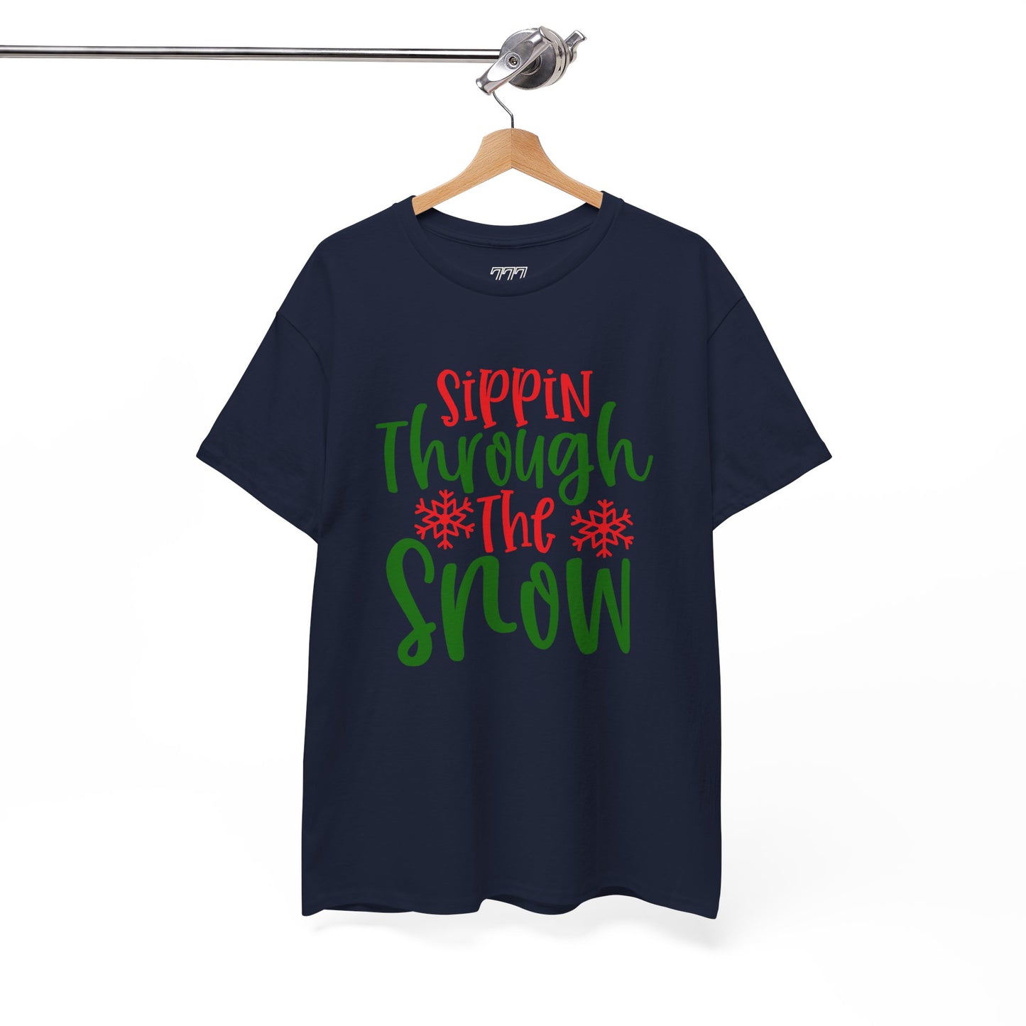 Sippin’ Through The Snow T-Shirt – Festive Holiday Beverage Unisex Heavy Cotton Tee