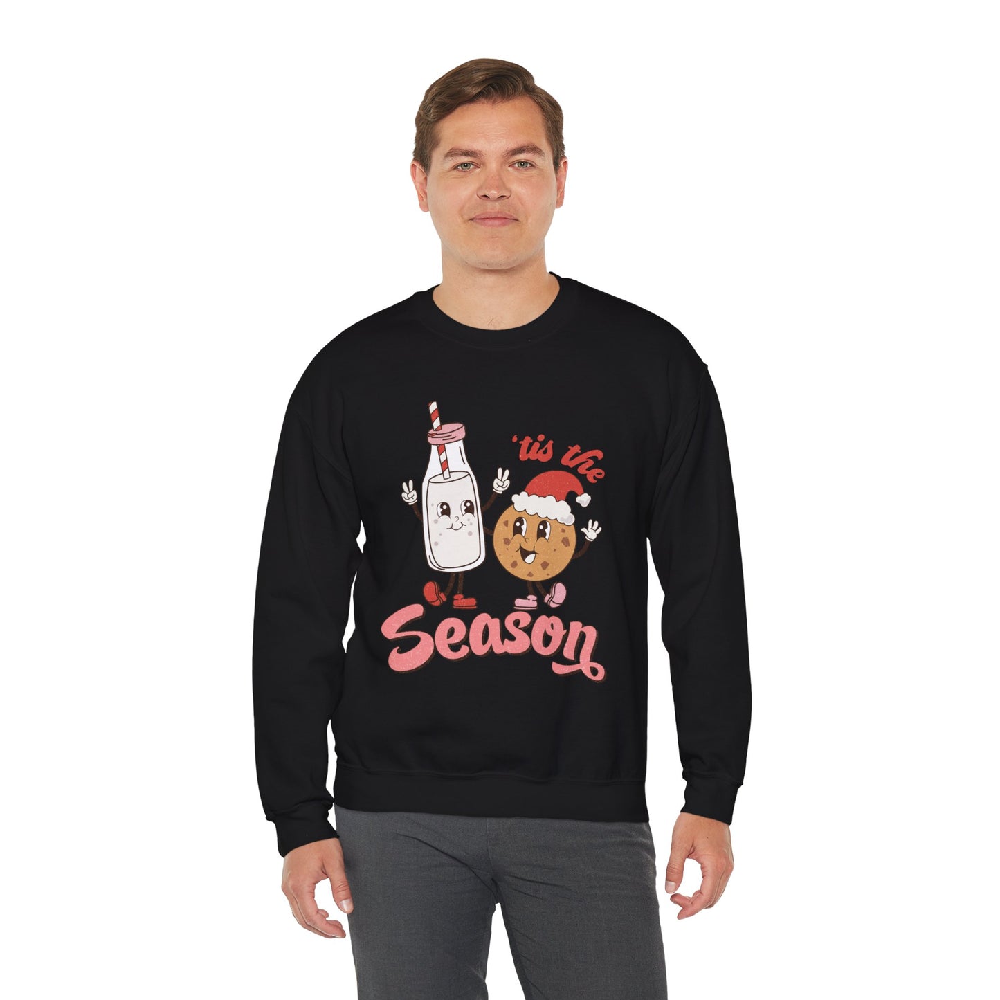 Tis The Season Milk & Cookie Christmas Unisex Heavy Blend Crewneck Sweatshirt