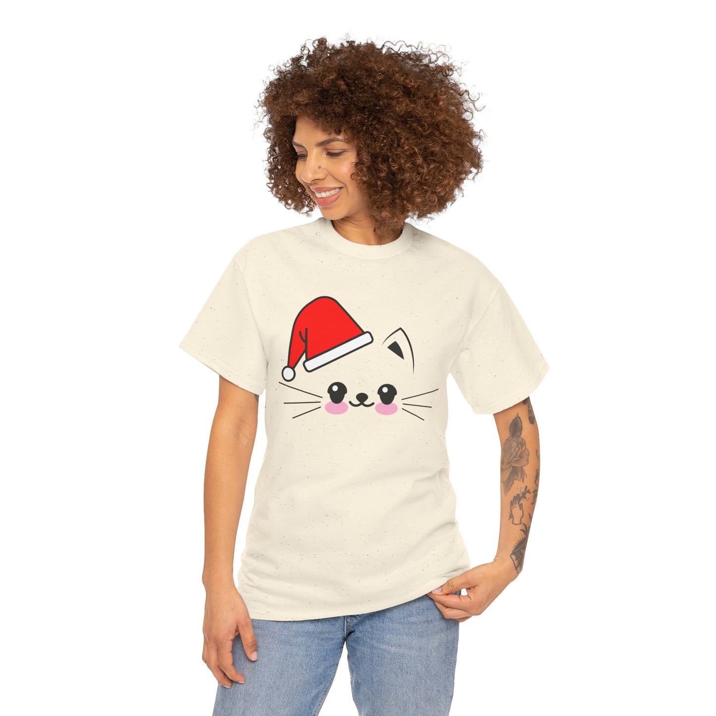 Cat Santa Christmas T-Shirt – Cute Kawaii Cat Holiday Tee (Unisex)