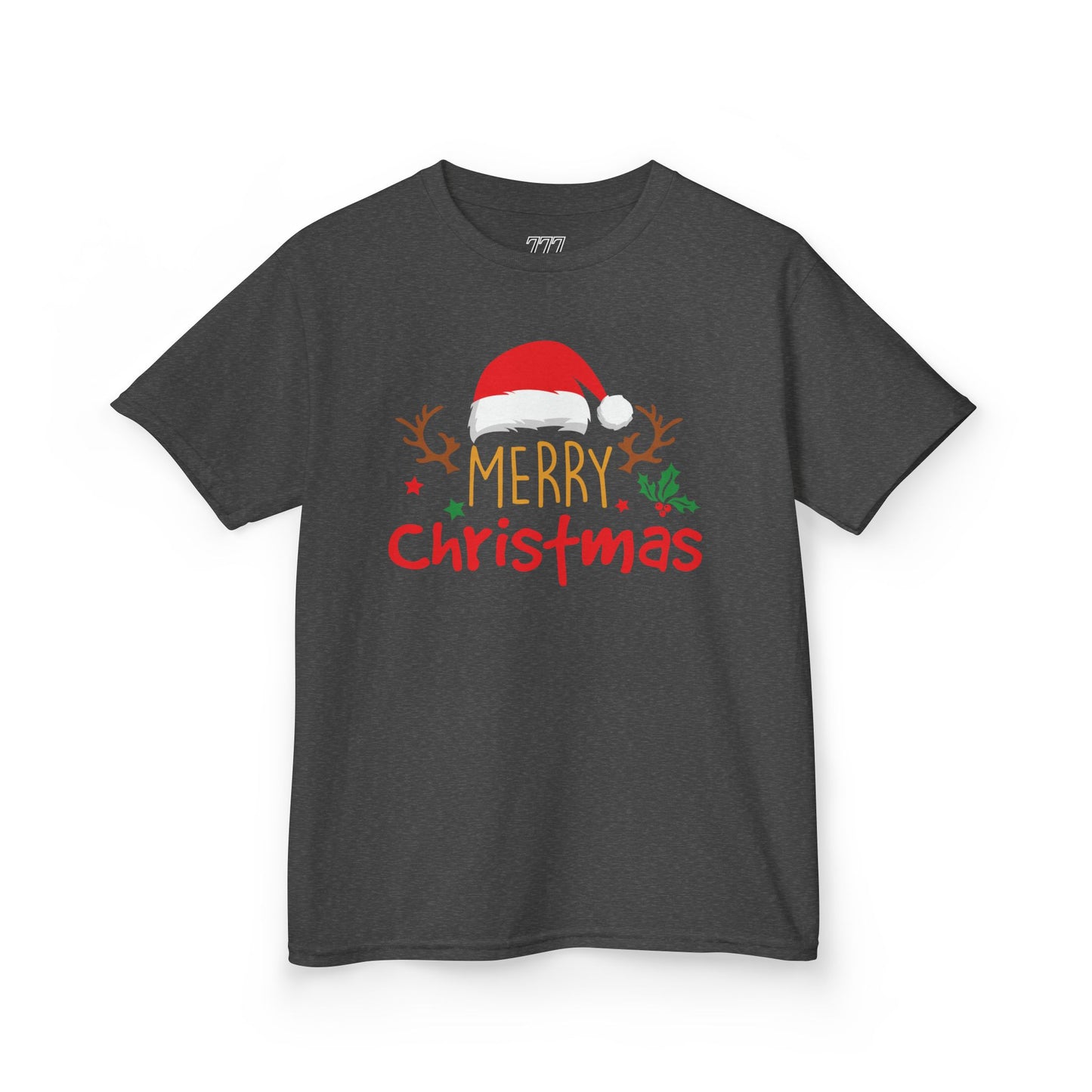 Merry Christmas Reindeer Kids T-Shirt – Cute Holiday Santa Hat Xmas Graphic Tee