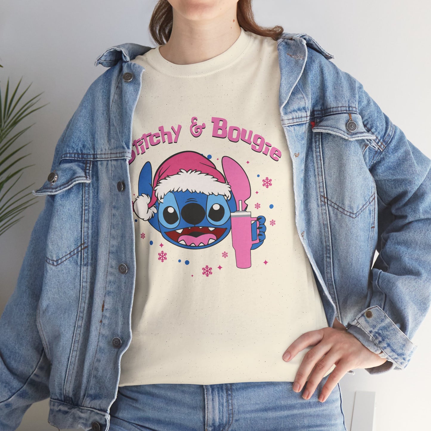 Stitchy & Bougie Christmas T-Shirt – Cute Holiday Women’s Heavy Cotton Tee
