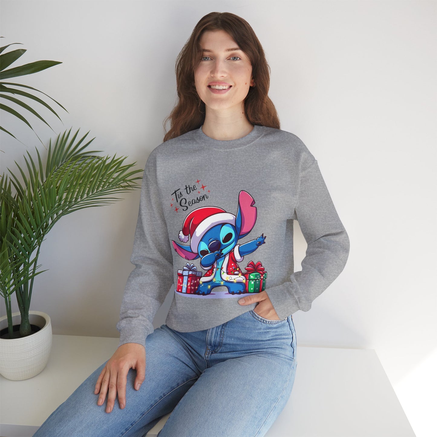 Tis the Season Blue Alien Christmas Unisex Heavy Blend Crewneck Sweatshirt – Cute Holiday Sweater