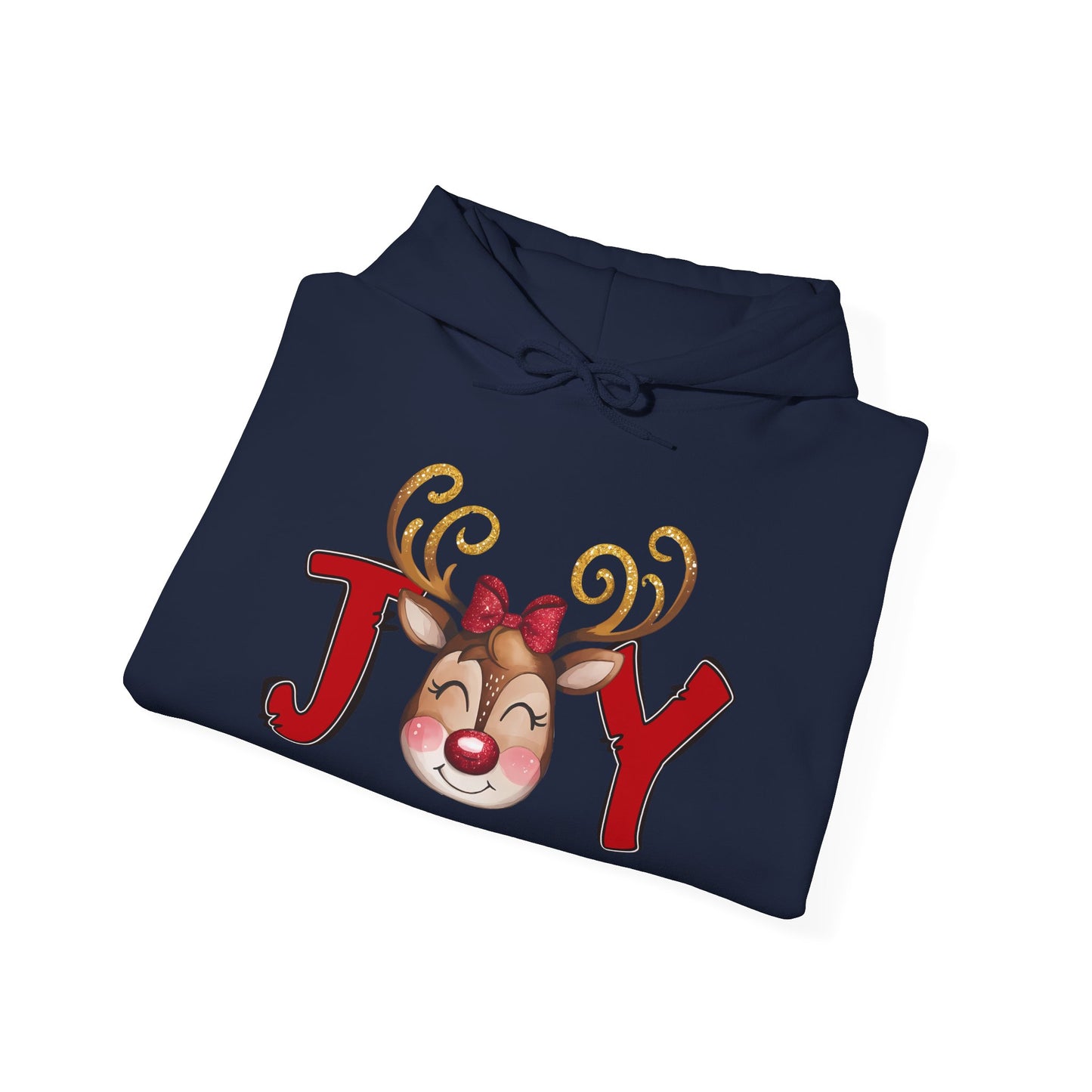 Reindeer Joy Women’s Christmas Hoodie – Cute Holiday Reindeer Heavy Blend Hooded Sweatshirt