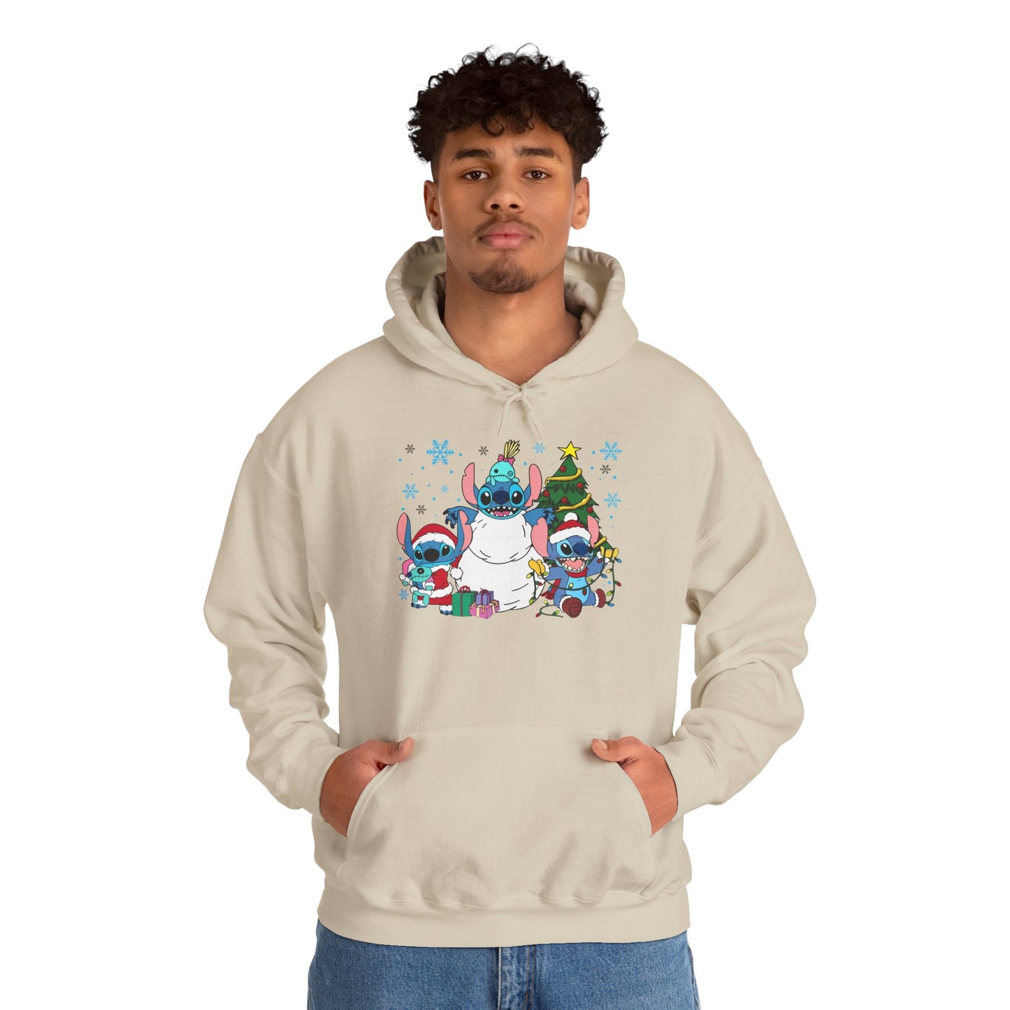 Stitch Christmas Vibes Hoodie – Cute Holiday Trio Unisex Heavy Blend Sweatshirt
