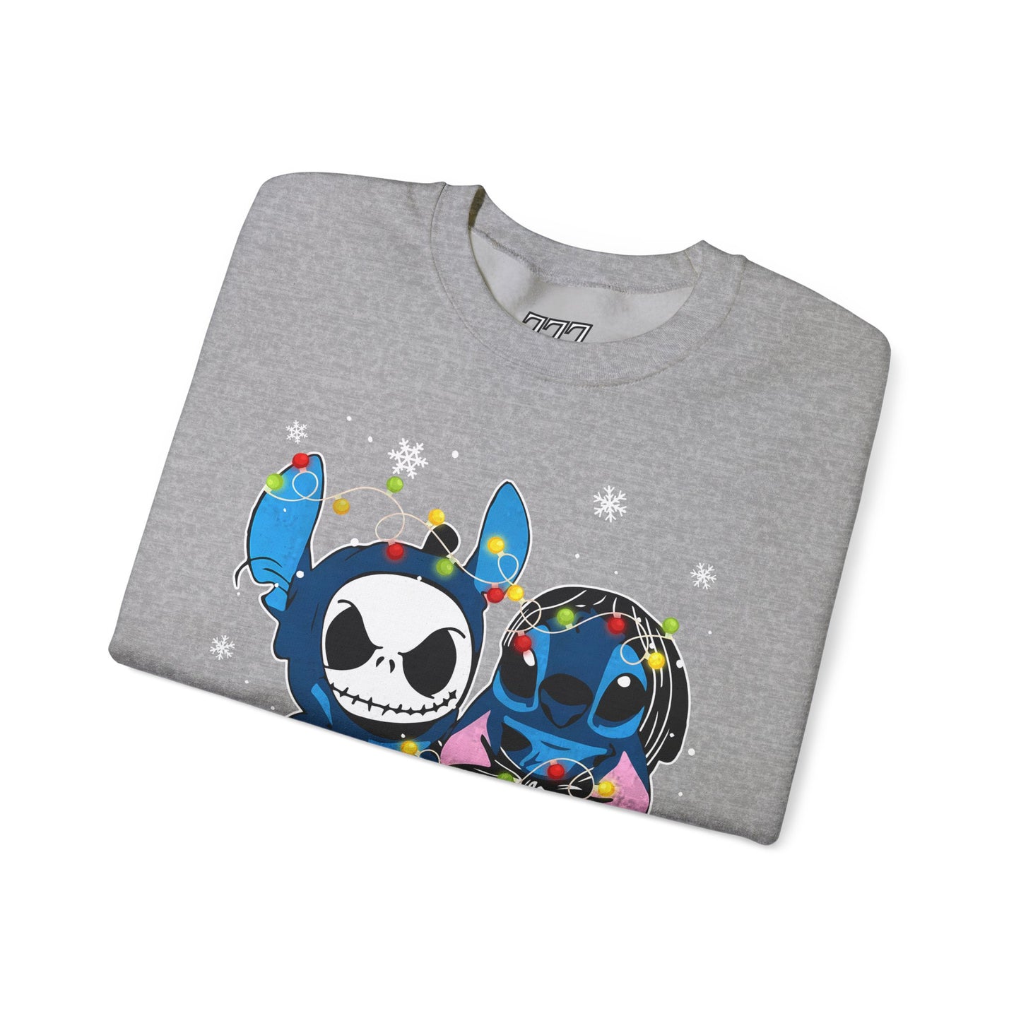 Cute Holiday Duo Christmas Unisex Heavy Blend Crewneck Sweatshirt – Cartoon Alien & Skeleton Festive Sweater