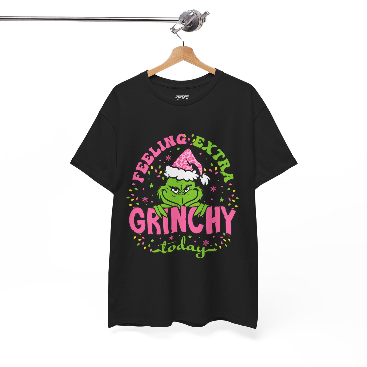 Feeling Extra Grinchy Today Funny Christmas Grinch-Inspired Holiday Tee – Pink Santa Festive Unisex Heavy Cotton T-Shirt