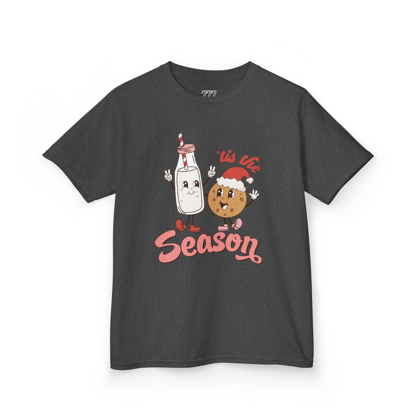 Tis The Season Kids Christmas T-Shirt – Cute Milk & Cookie Holiday Tee