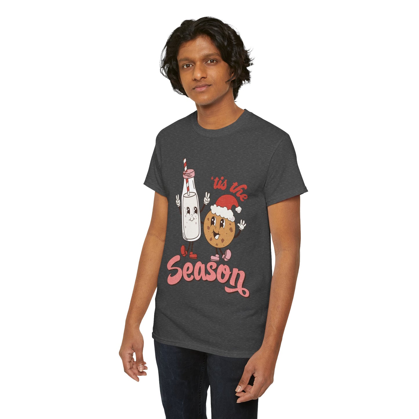 Tis The Season Milk & Cookie Christmas Unisex Heavy Cotton T-Shirt