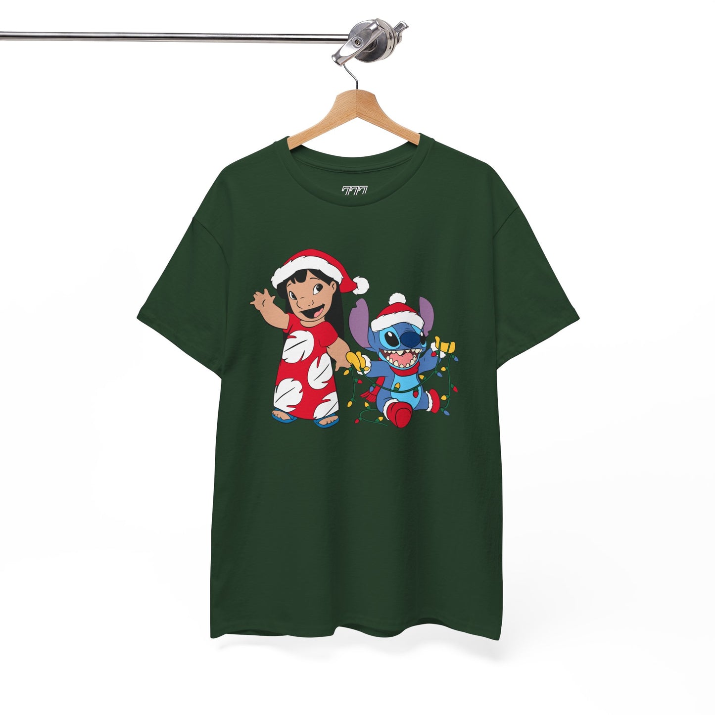 Island Holiday Duo T-Shirt – Festive Blue Alien & Girl Graphic Tee