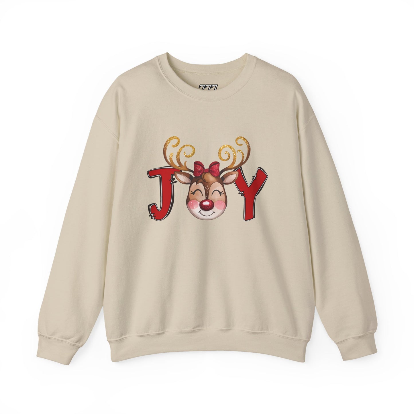 Reindeer Joy Women’s Christmas Crewneck Sweatshirt – Cute Holiday Reindeer Heavy Blend Sweater