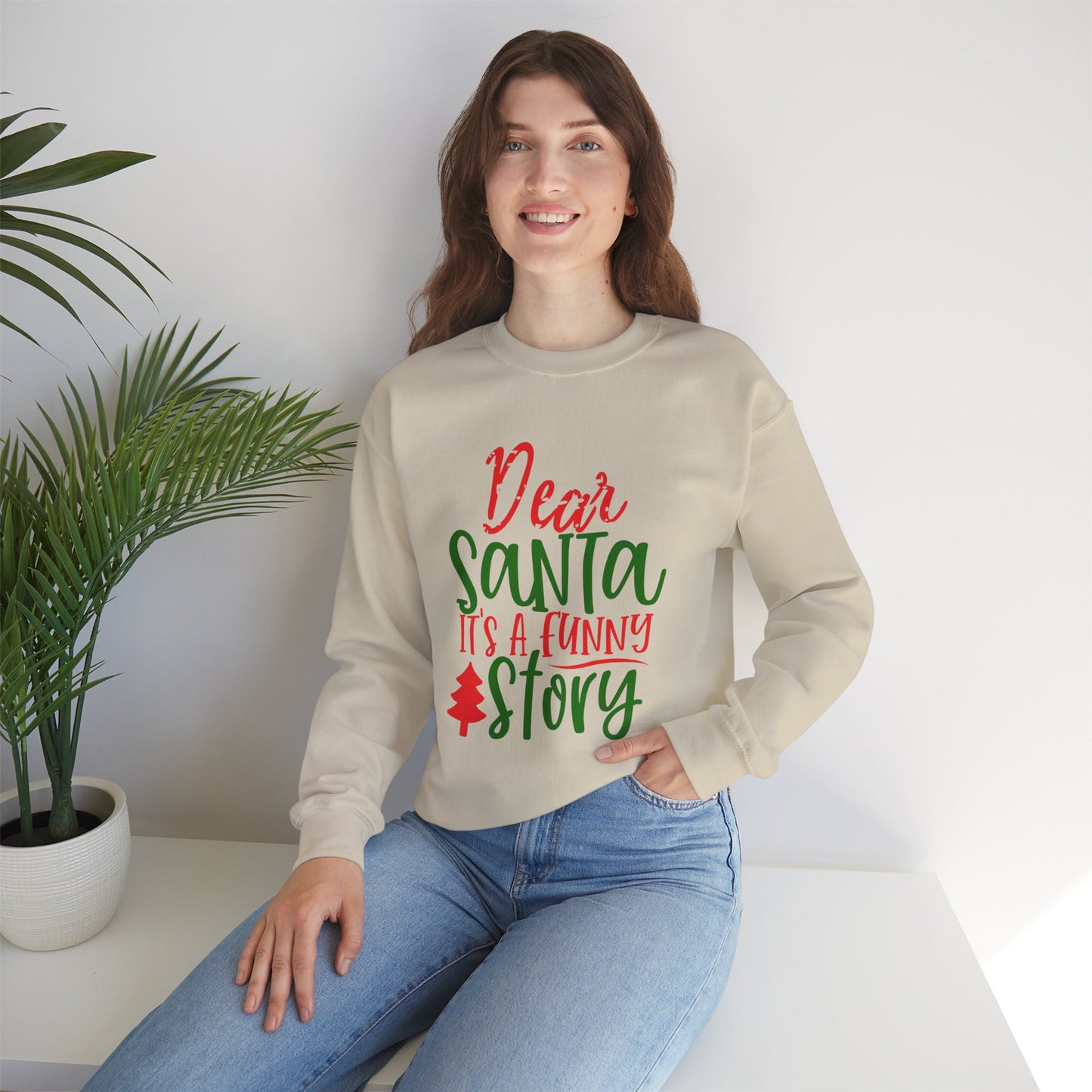 Dear Santa It’s a Long Story Christmas Crewneck – Funny Holiday Sweatshirt (Unisex)