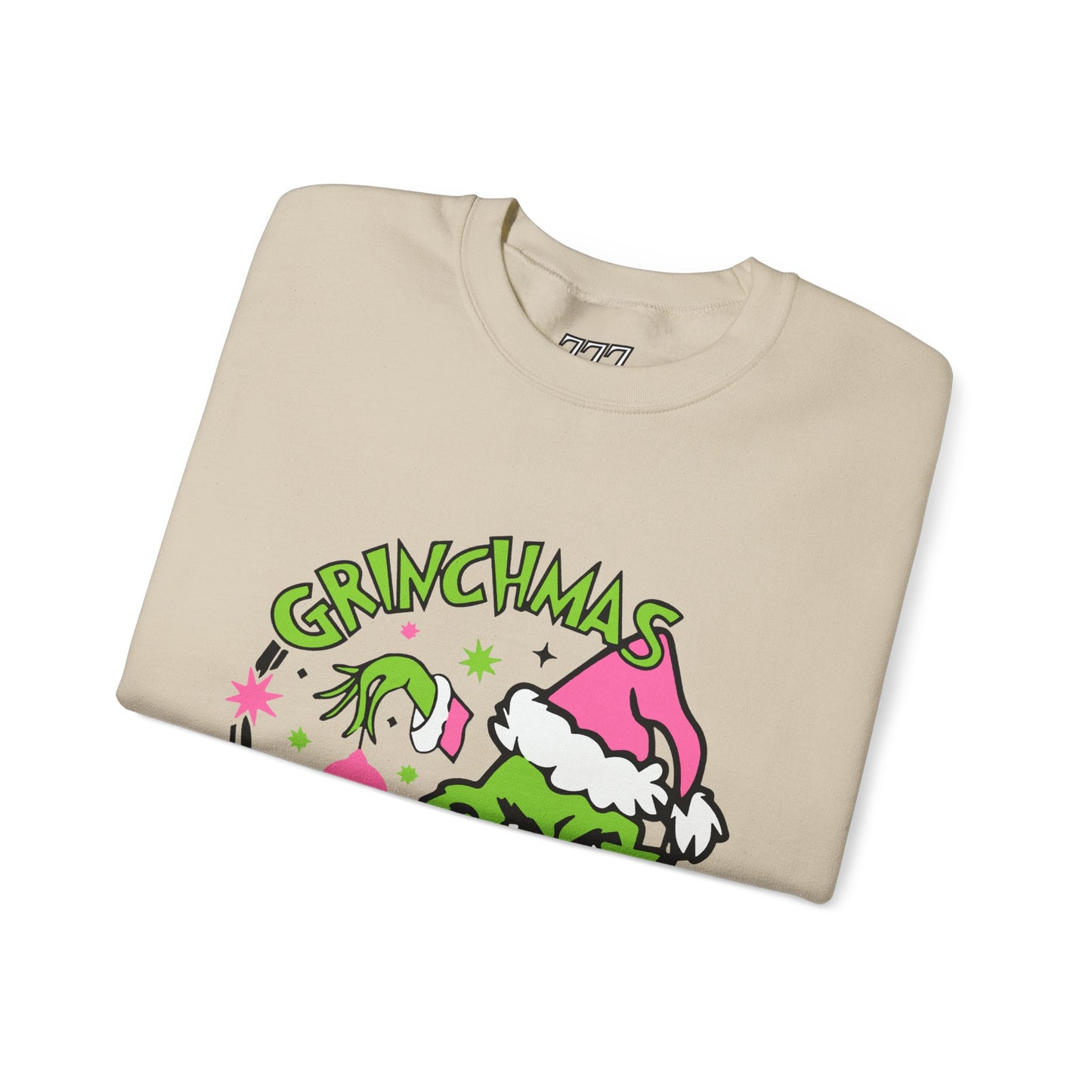 Grinchmas Vibes Funny Christmas Grinch-Inspired Holiday Sweatshirt – Pink Santa Festive Unisex Heavy Blend Crewneck