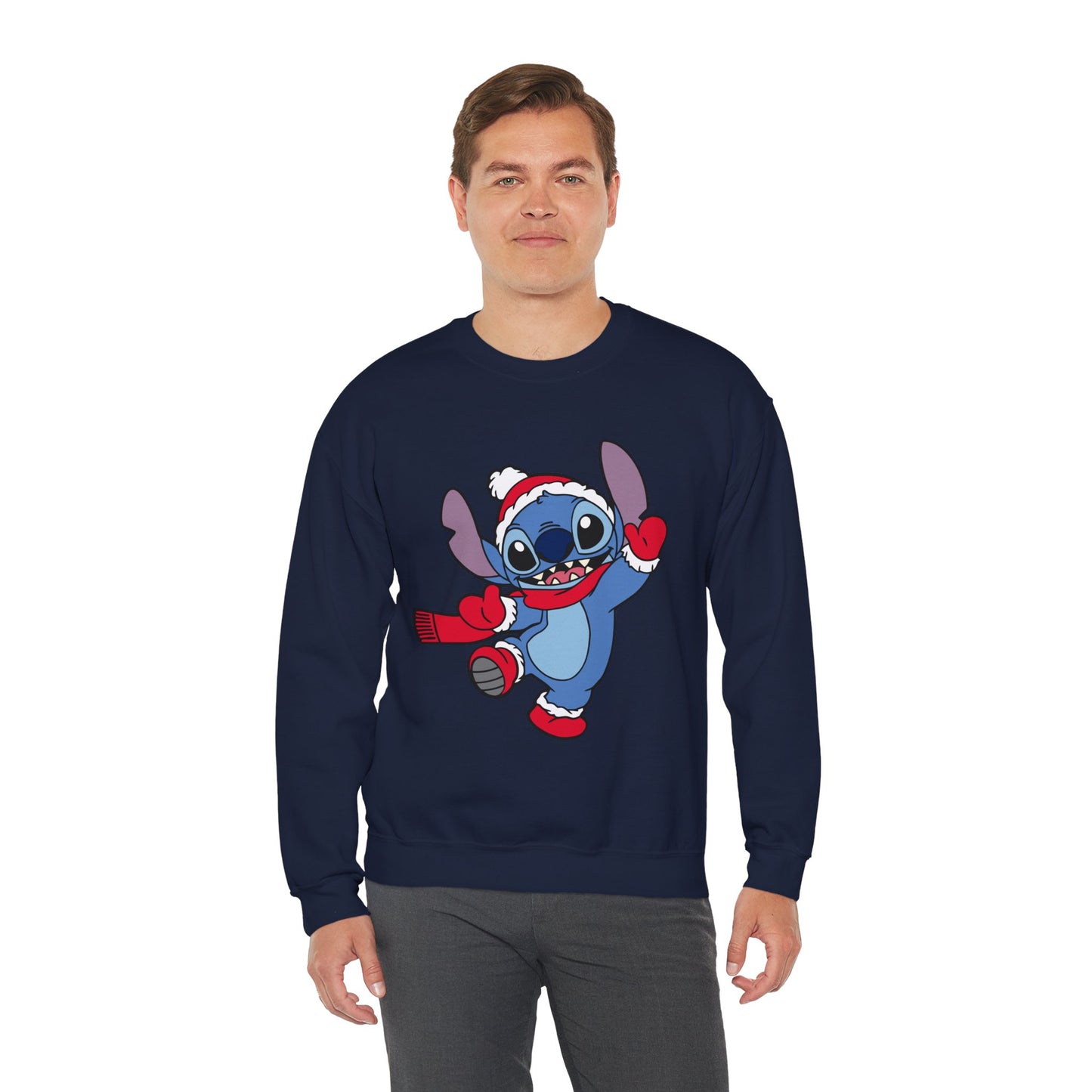Festive Alien Christmas Crewneck – Cute Blue Alien Holiday Sweatshirt (Unisex)