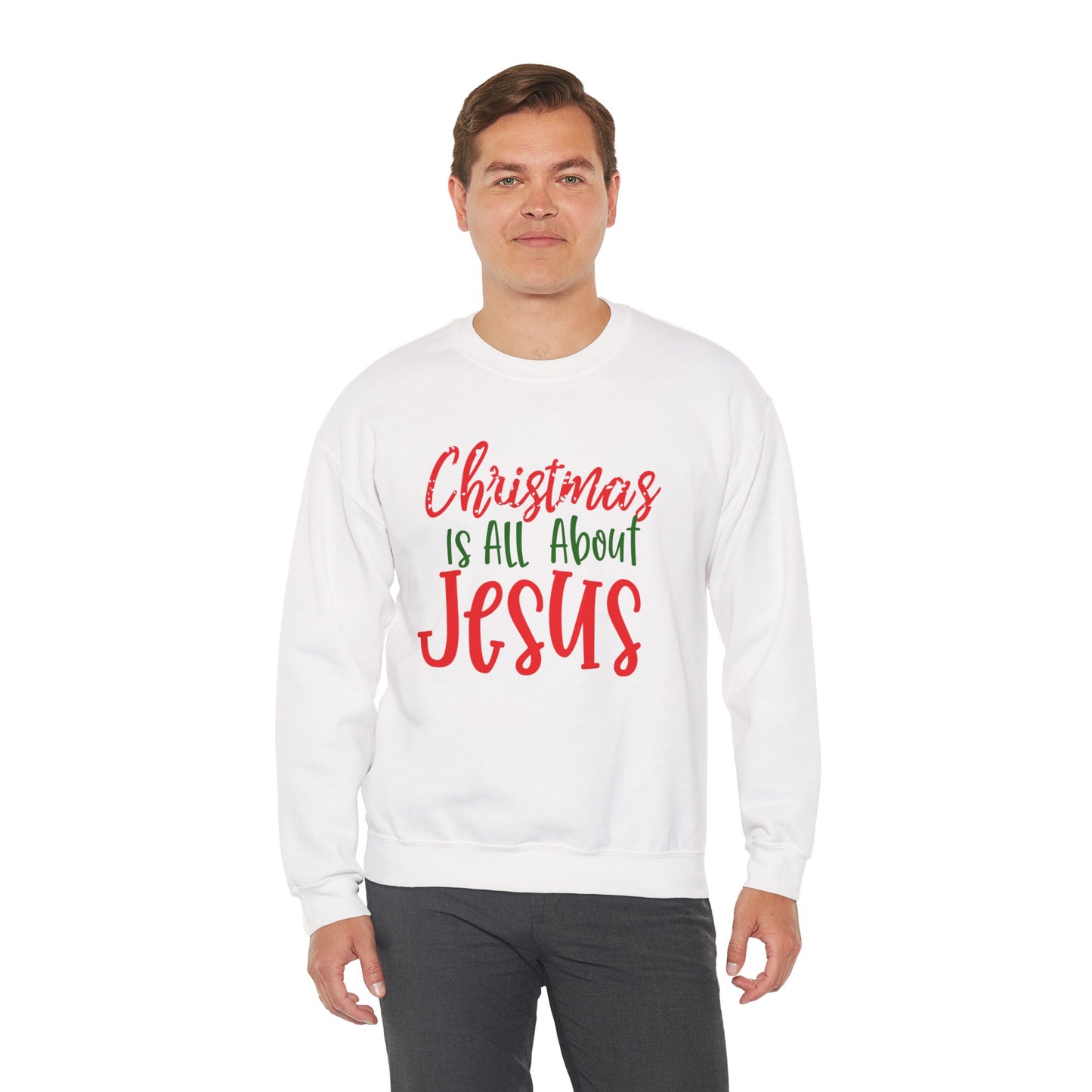 Christmas Is All About Jesus Sweatshirt – Christian Holiday Unisex Heavy Blend Crewneck