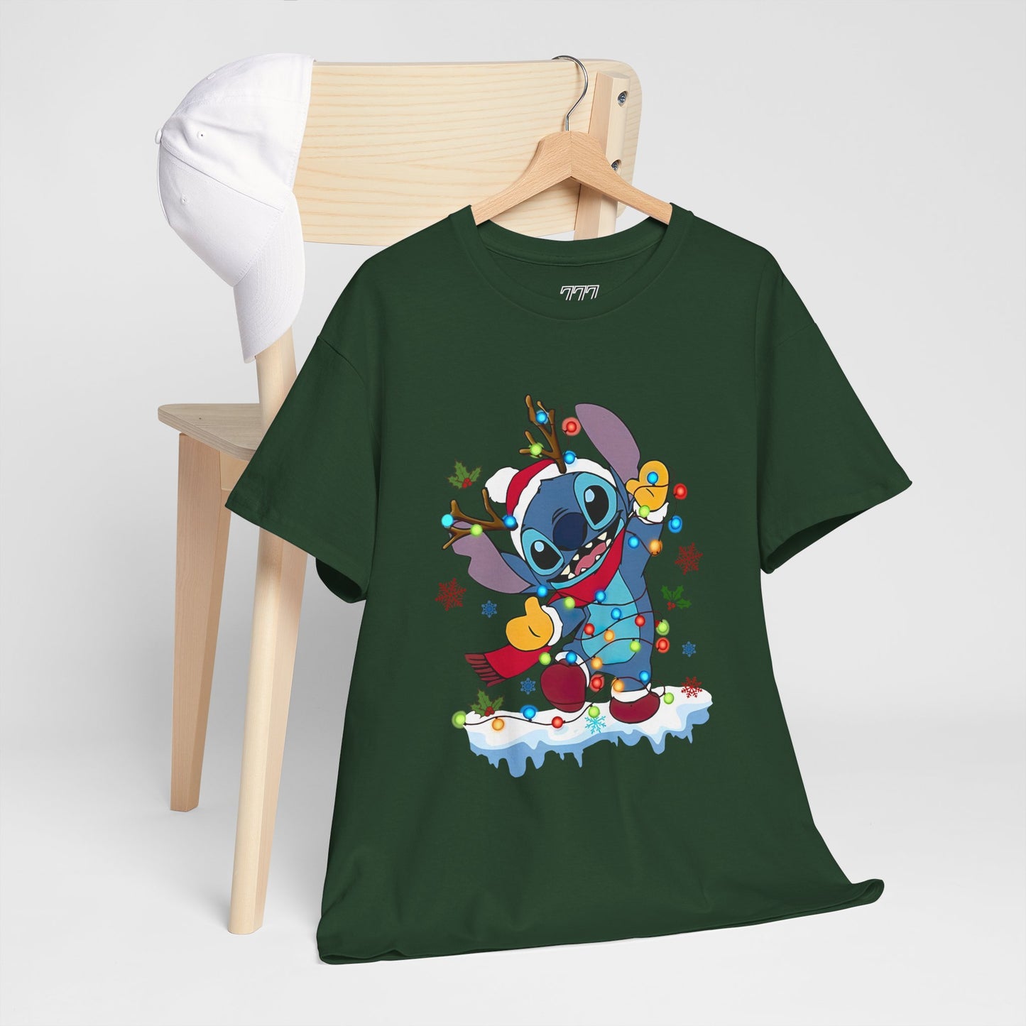 Festive Blue Alien Christmas Lights T-Shirt – Cute Holiday Unisex Tee