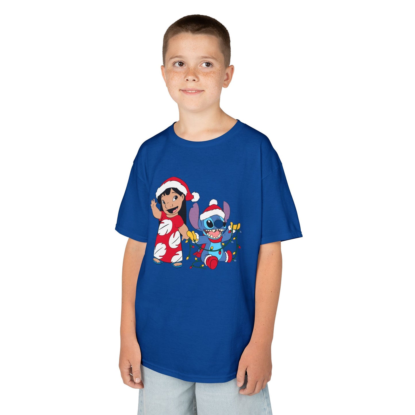 Island Holiday Duo Kids Christmas T-Shirt – Festive Blue Alien & Girl Holiday Tee