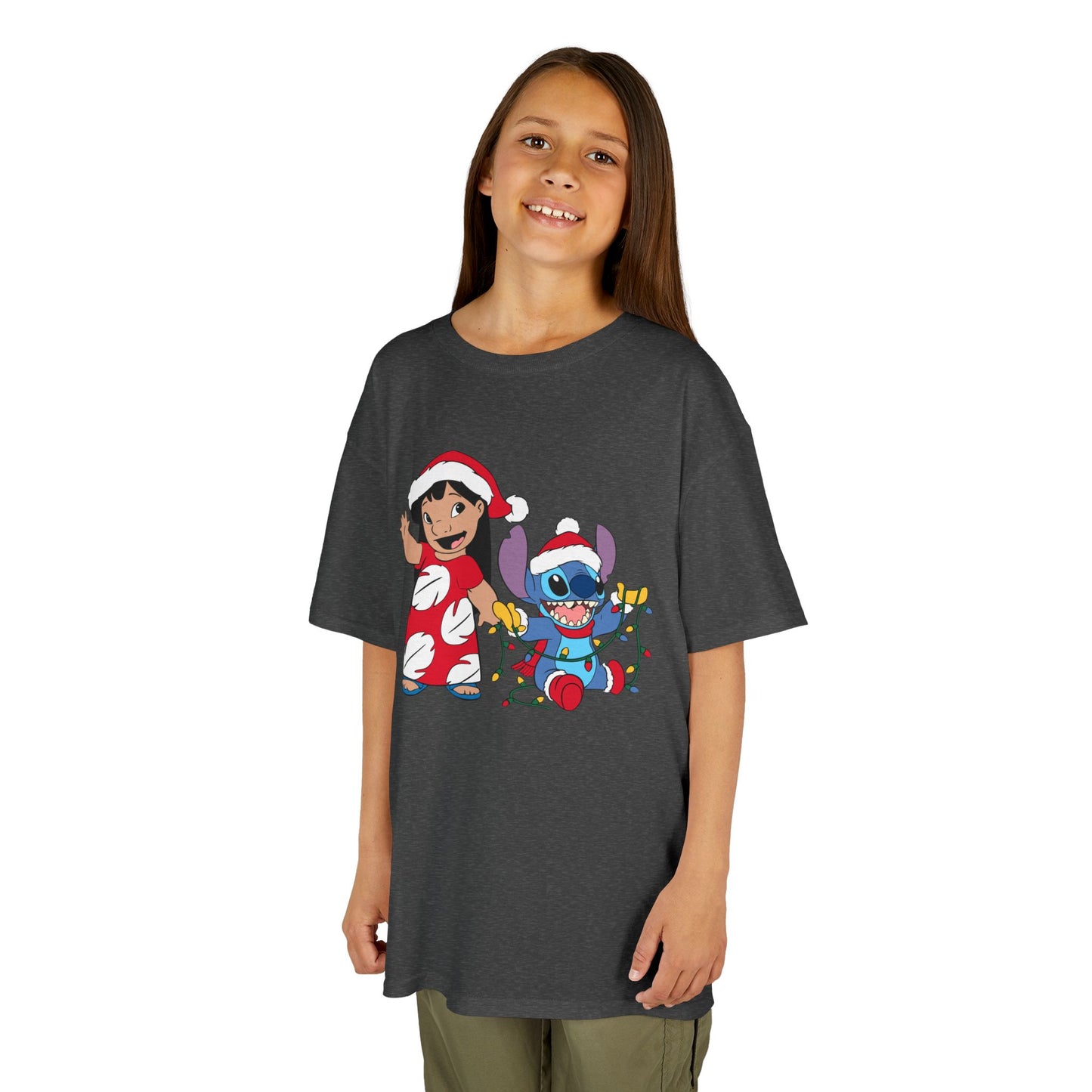Island Holiday Duo Kids Christmas T-Shirt – Festive Blue Alien & Girl Holiday Tee