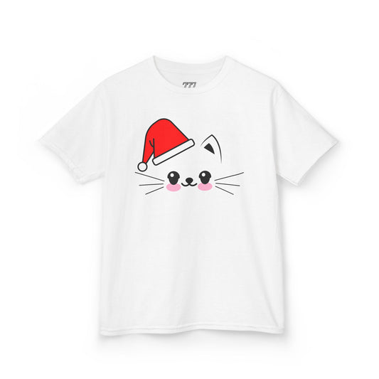 Cat Santa Kids Christmas T-Shirt – Cute Kawaii Cat Holiday Tee for Kids