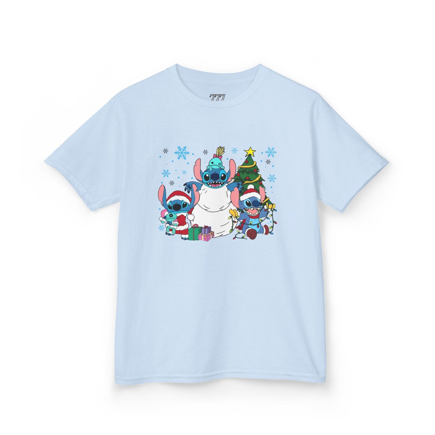 Stitch Christmas Vibes Kids T-Shirt – Cute Holiday Trio Heavy Cotton Tee