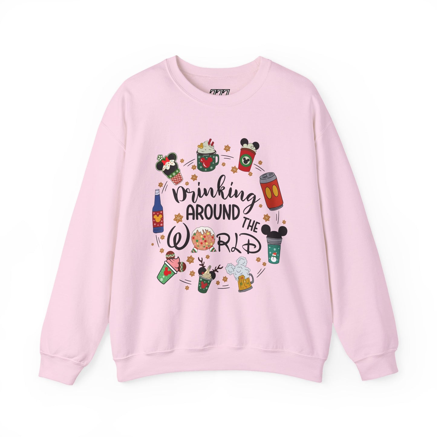 Drinking Around the World Christmas Crewneck – Fun Holiday Travel & Cocktail Sweatshirt (Unisex)