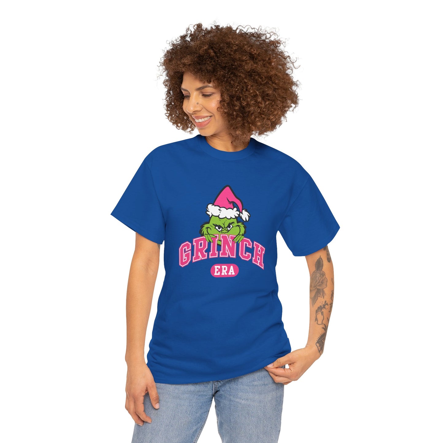 Grinch Era Christmas T-Shirt – Cute Pink Santa Grinch Graphic Tee (Unisex)