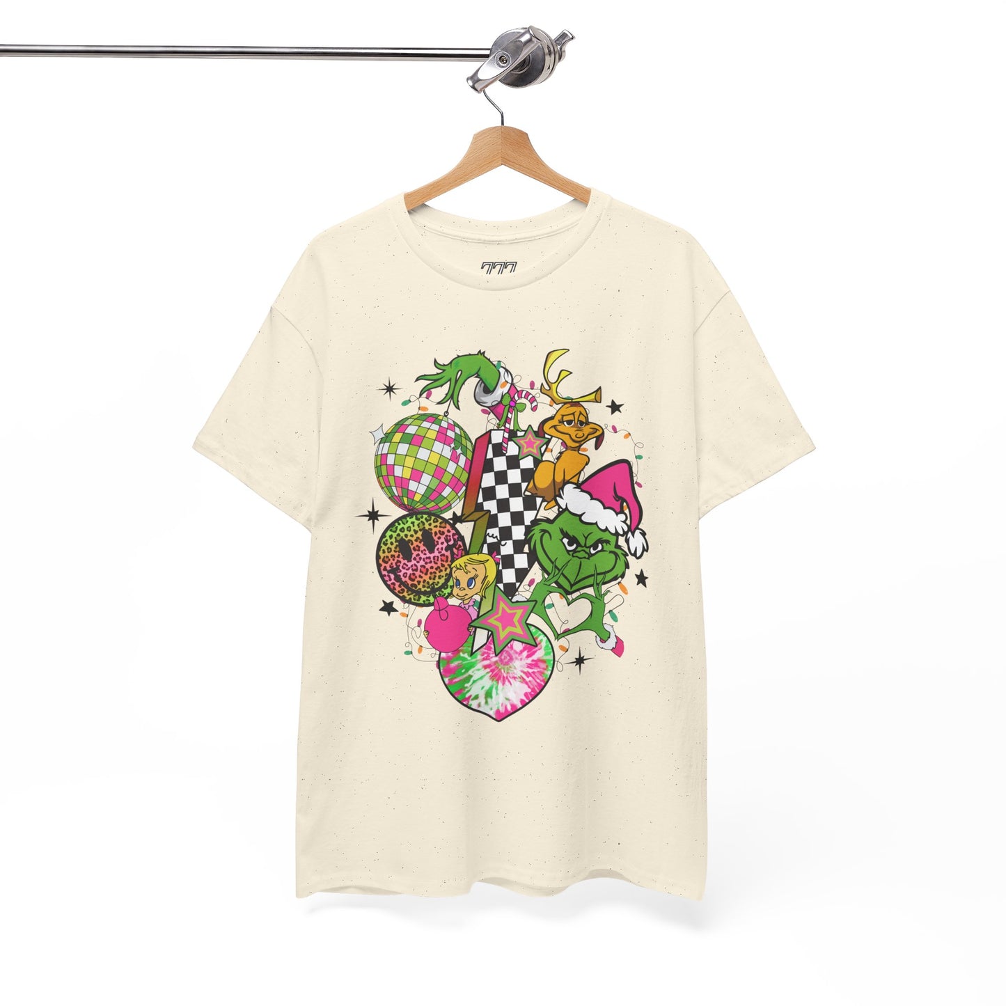 Grinchy Bell Christmas T-Shirt – Neon Holiday Hearts & Grumpy Green Vibes Tee (Unisex)