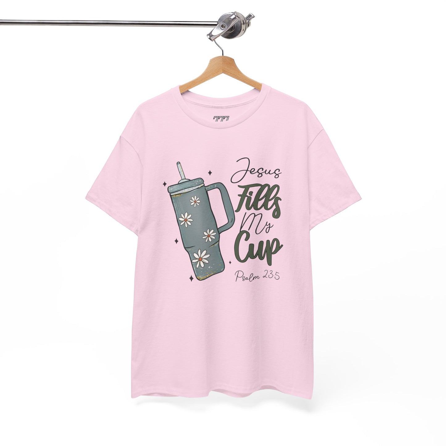 Jesus Fills My Cup Christian Tee – Faith Bible Verse Psalm 23:5 Inspirational Unisex Heavy Cotton T-Shirt