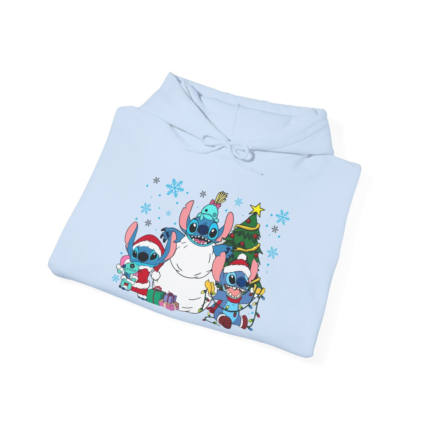 Stitch Christmas Vibes Hoodie – Cute Holiday Trio Unisex Heavy Blend Sweatshirt