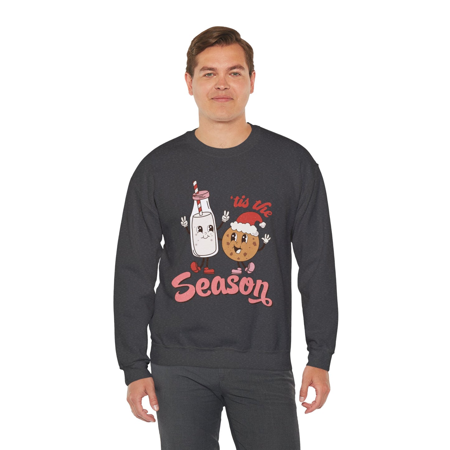Tis The Season Milk & Cookie Christmas Unisex Heavy Blend Crewneck Sweatshirt