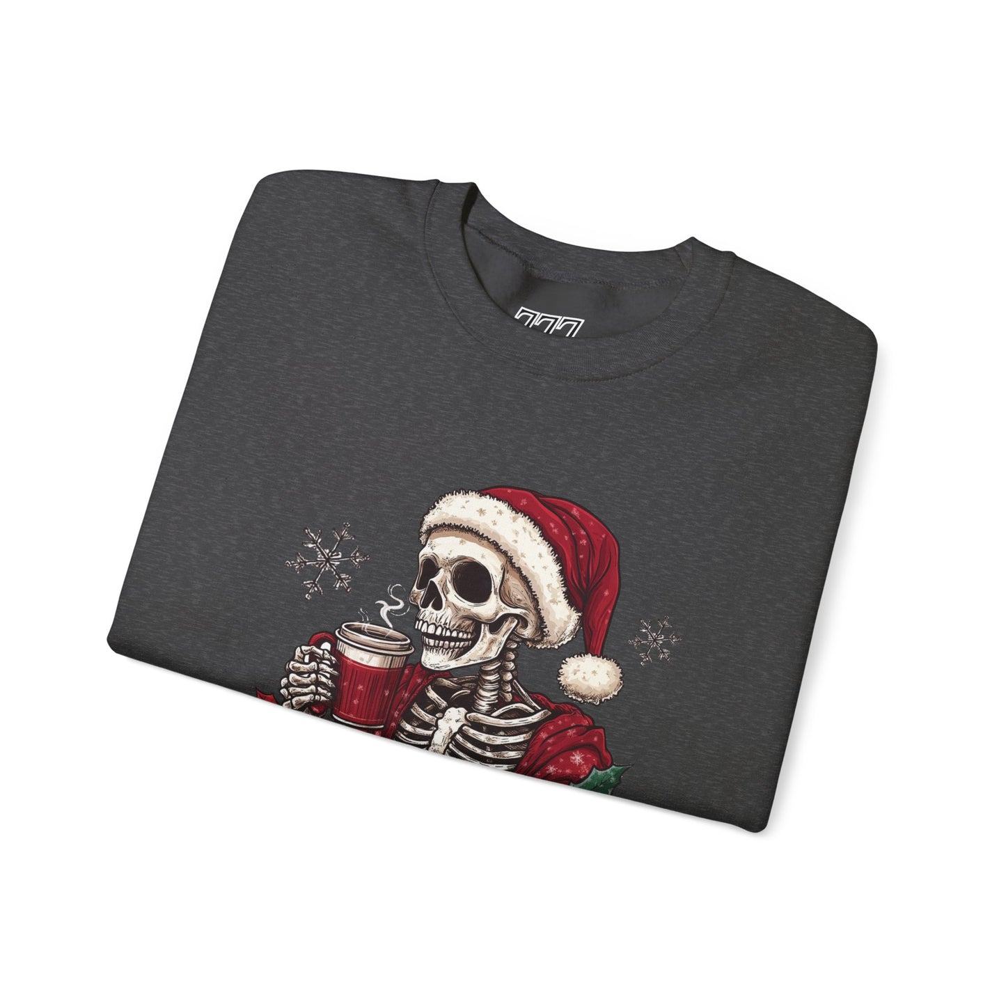 Freezing To Death Skeleton Christmas Crewneck – Funny Holiday Unisex Sweatshirt, Winter Coffee Xmas Pullover