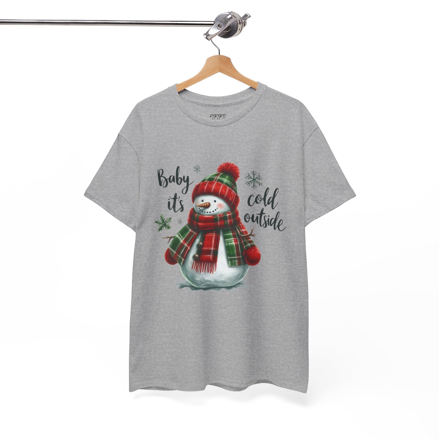 Baby It’s Cold Outside Christmas Unisex Heavy Cotton T-Shirt – Cute Snowman Holiday Tee
