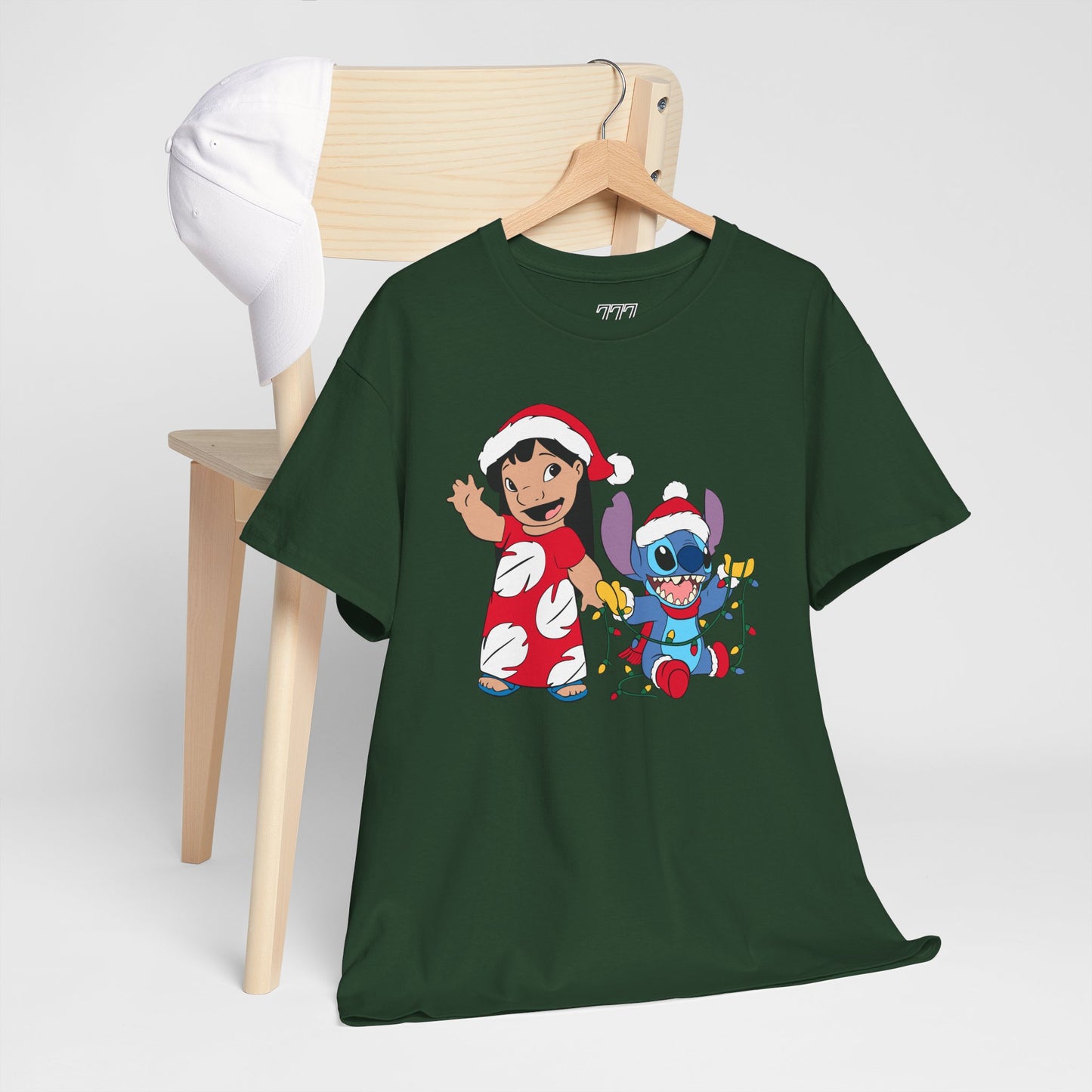 Island Holiday Duo T-Shirt – Festive Blue Alien & Girl Graphic Tee