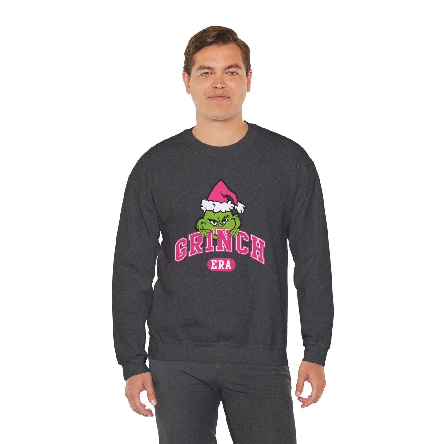 Grinch Era Christmas Crewneck – Cozy Pink Santa Grinch Sweatshirt (Unisex)