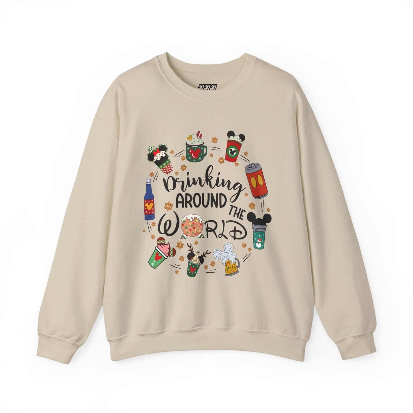 Drinking Around the World Christmas Crewneck – Fun Holiday Travel & Cocktail Sweatshirt (Unisex)